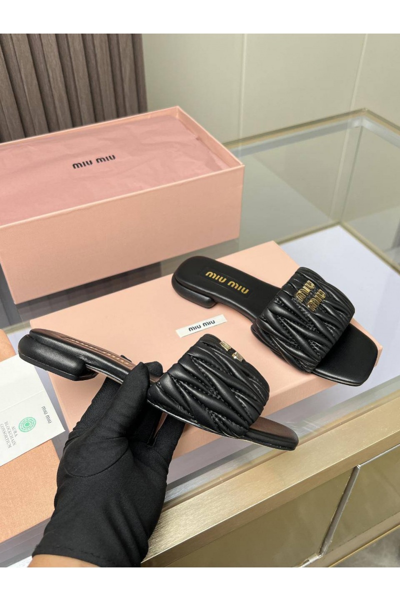 MIU MIU Женские шлёпанцы Premium - Black