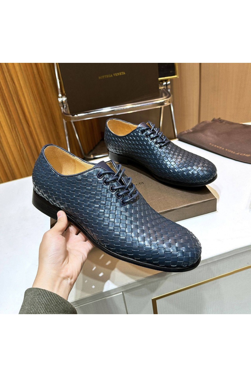 Bottega Veneta Мужские кожаные ботинки Intrecciato - Navy