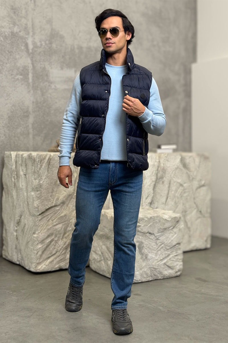 Moncler Тёмно-синий жилет Herniaire logo-patch