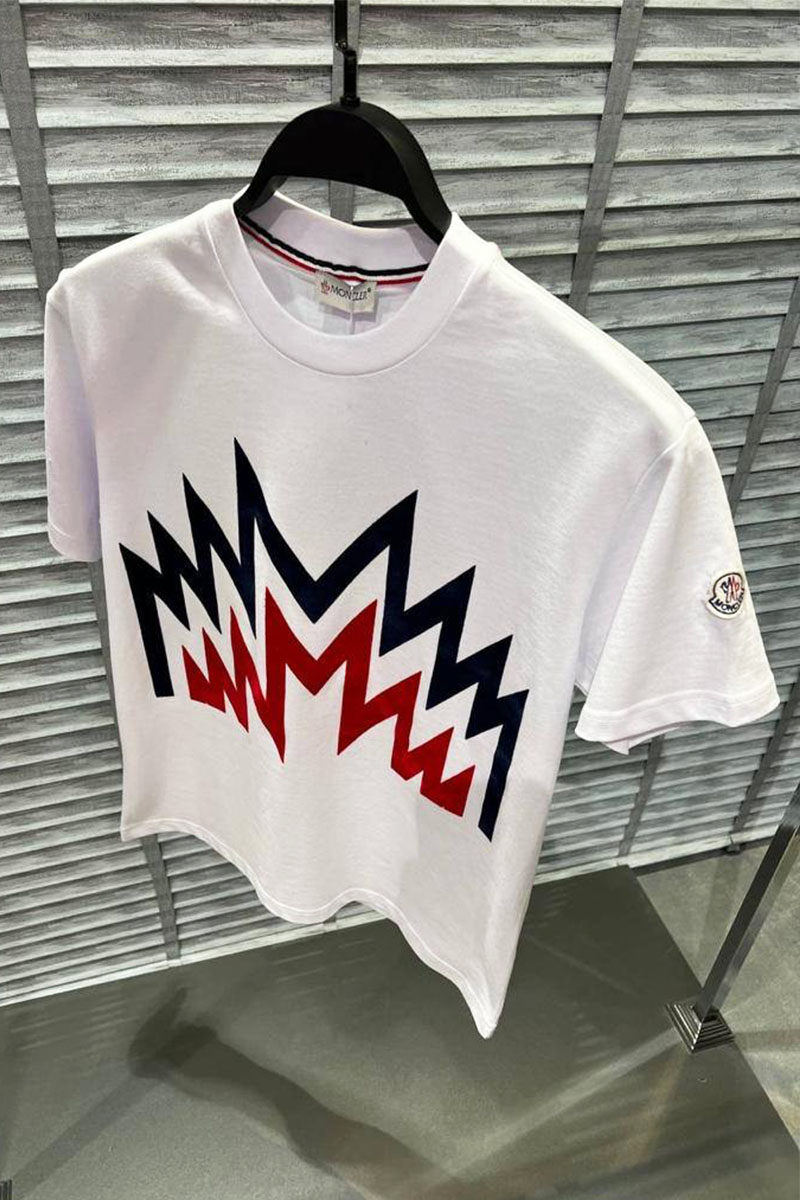 Moncler Мужская белая футболка Multi M Logo