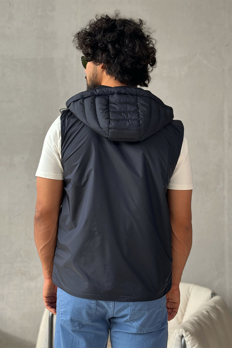 Prada Мужской двусторонний жилет тёмно-синего цвета