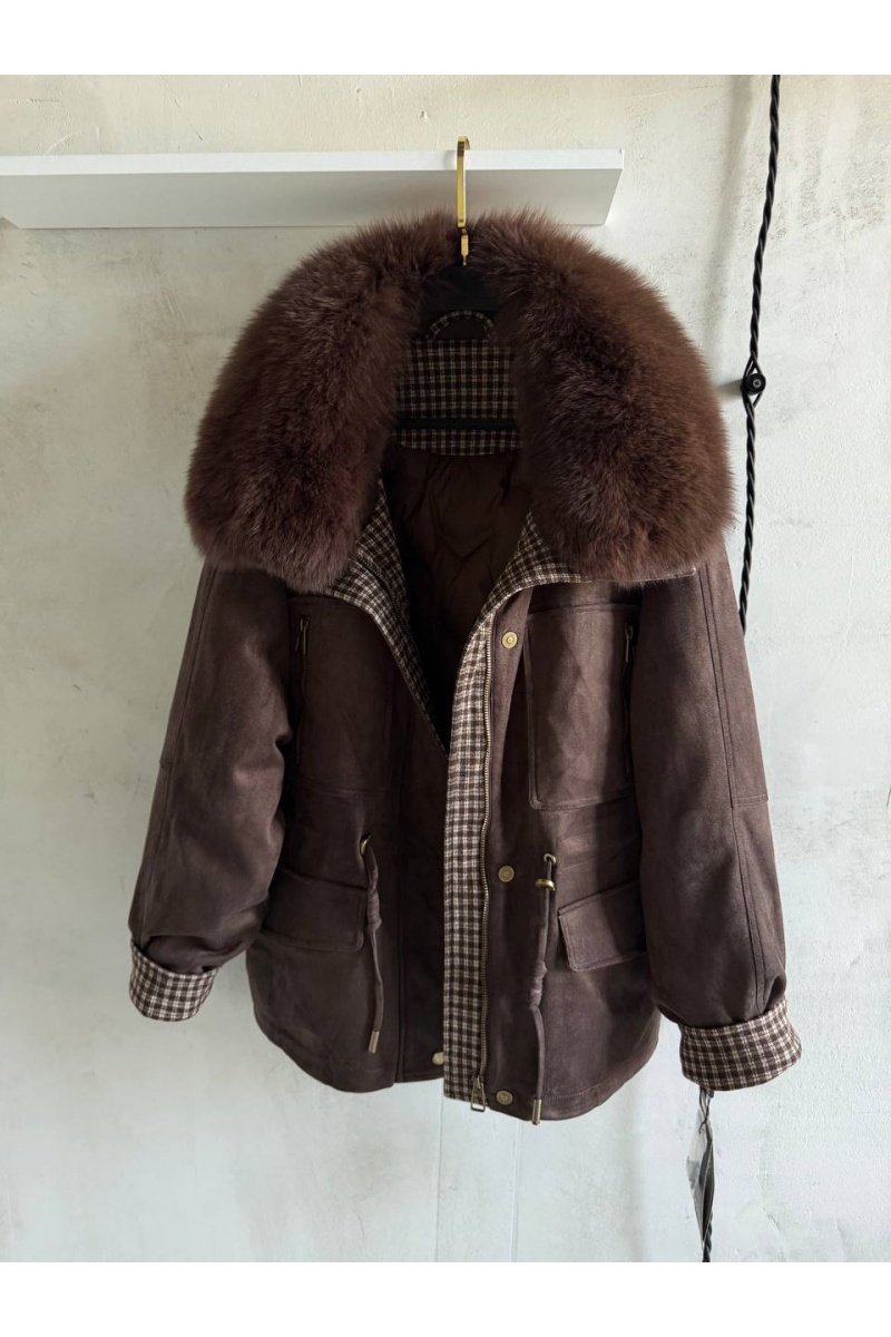 Designer Clothing Женская замшевая парка с натуральным мехом Bogerner premium