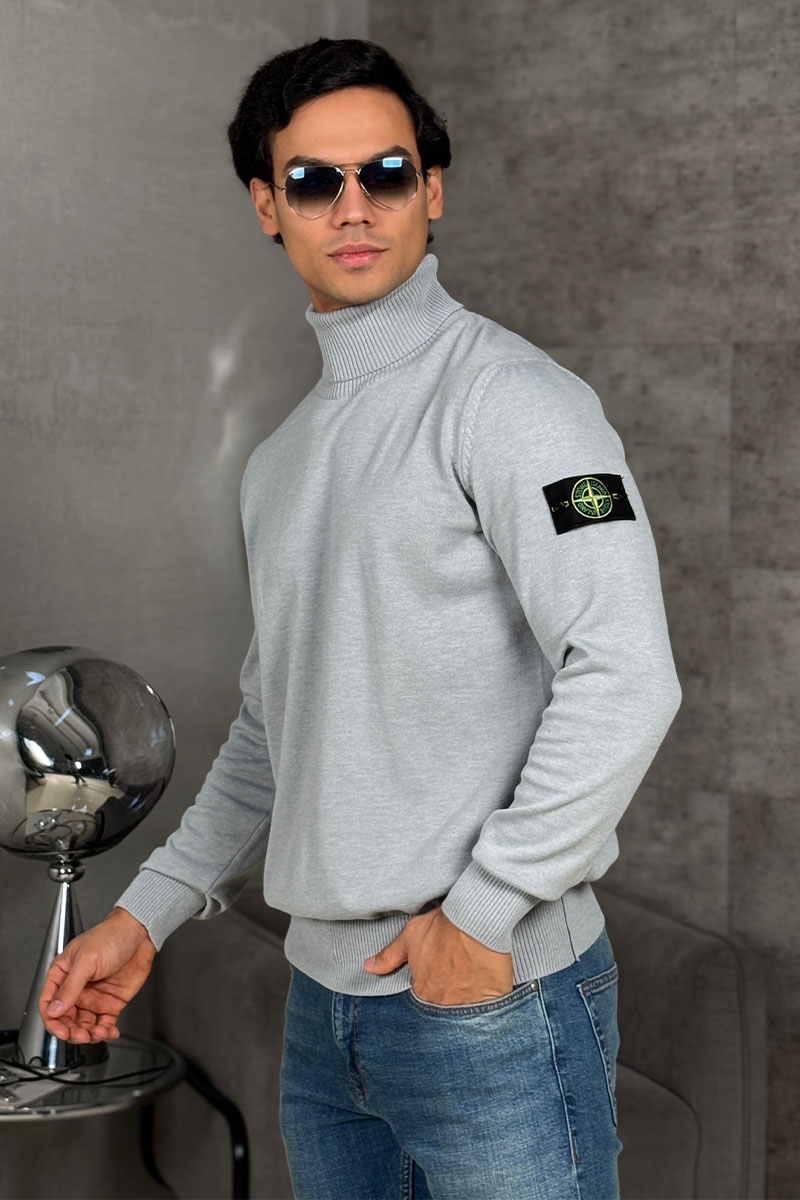 Stone Island Водолазка серого цвета compass-patch