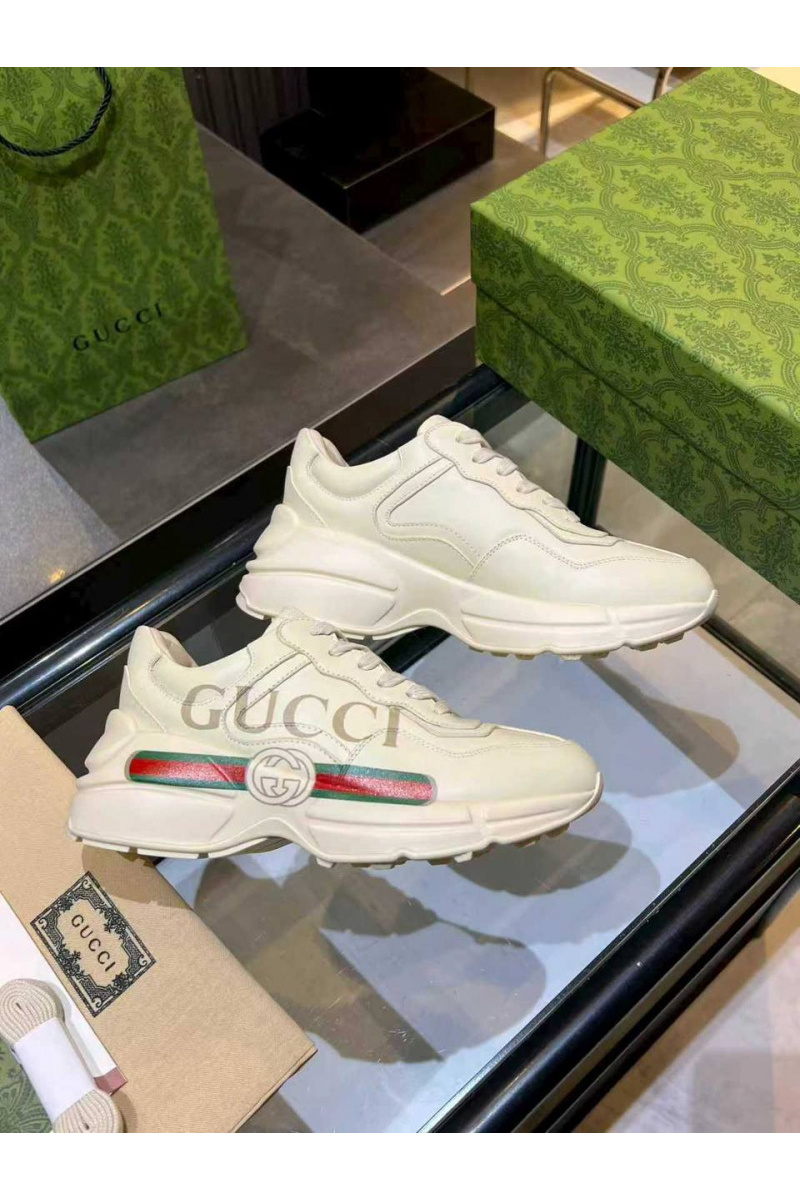 Gucci Женские кожаные кроссовки Rhyton premium
