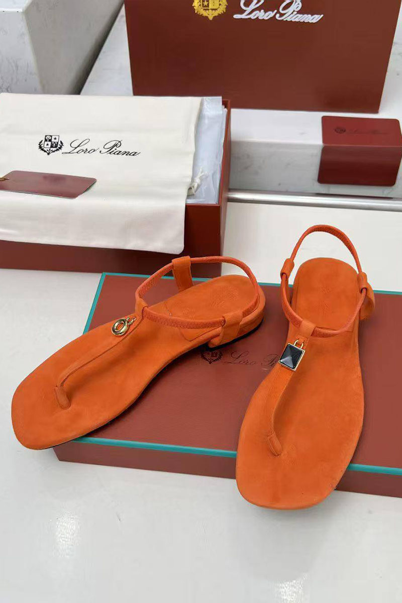 Loro Piana Женские замшевые сандалии Premium - Orange