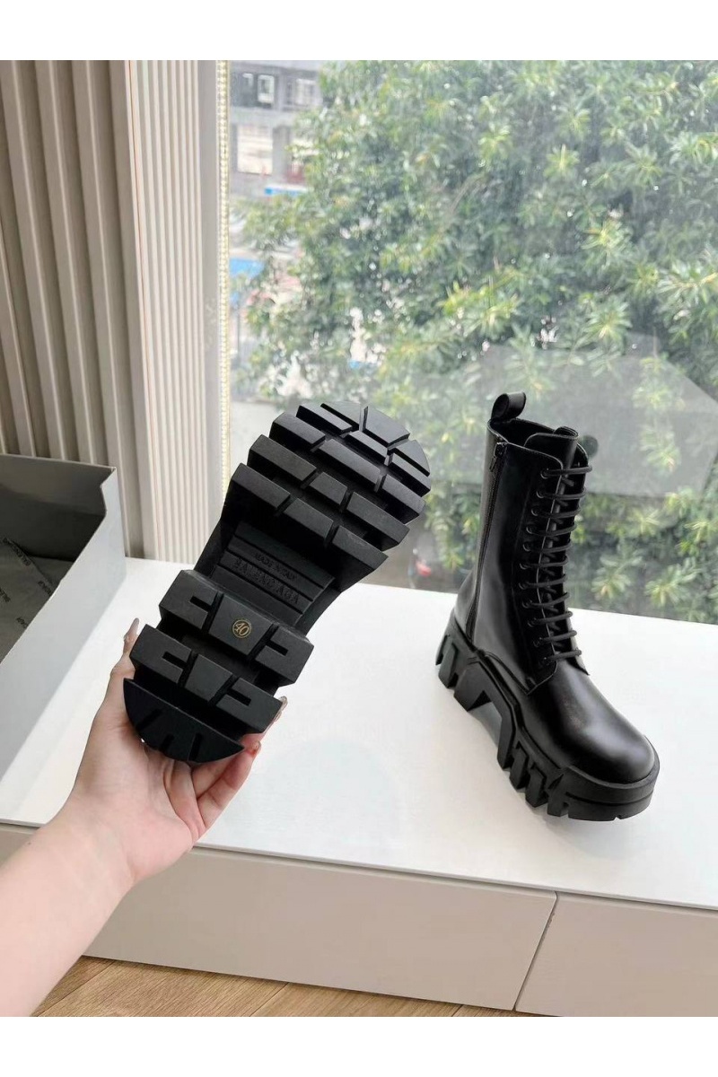 Balenciaga Женские чёрные кожаные ботинки Premium