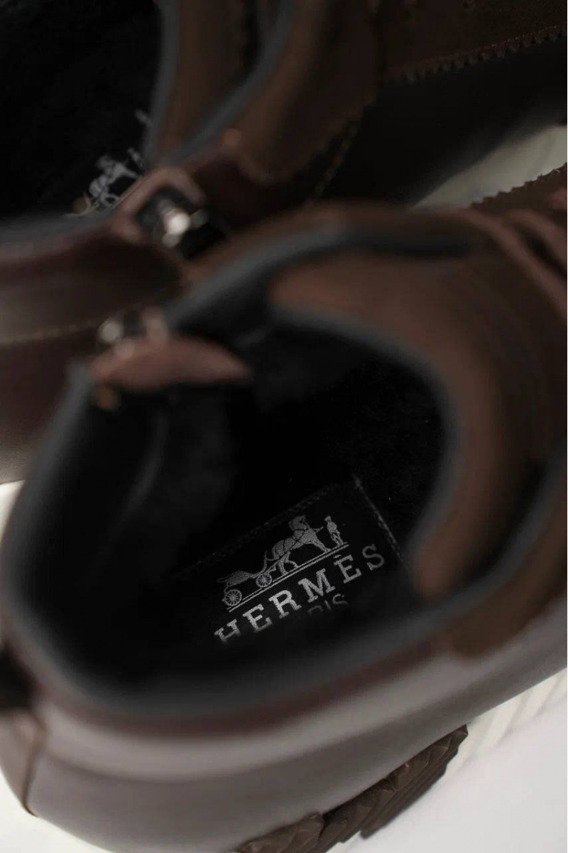Hermes Кроссовки с мехом Bouncing high-top - Brown