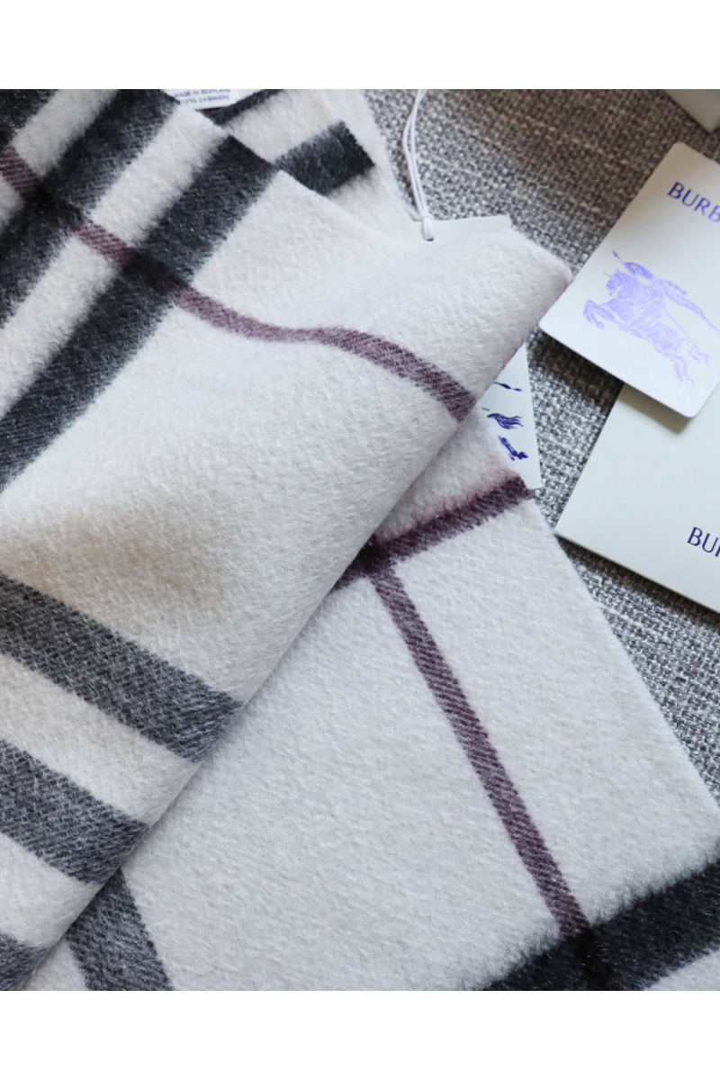 Burberry Шарф two-tone Check premium 168x30 см - White