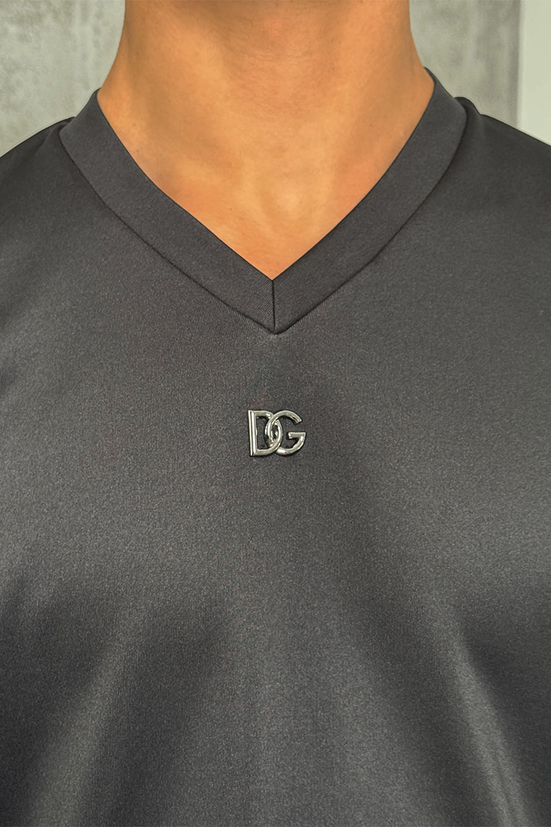 Dоlсе & Gаbbаnа Чёрная оверсайз футболка logo-plaque