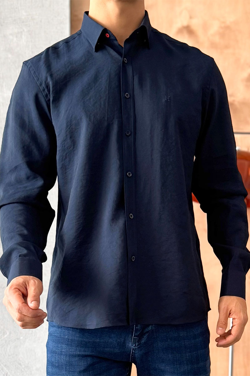 Hermes Мужская рубашка H embroidered - Navy 