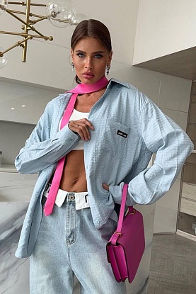 Женская рубашка MIU MIU синего цвета