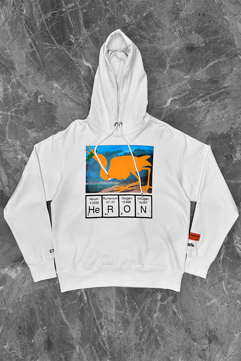 Heron Preston Белое оверсайз худи Periodic