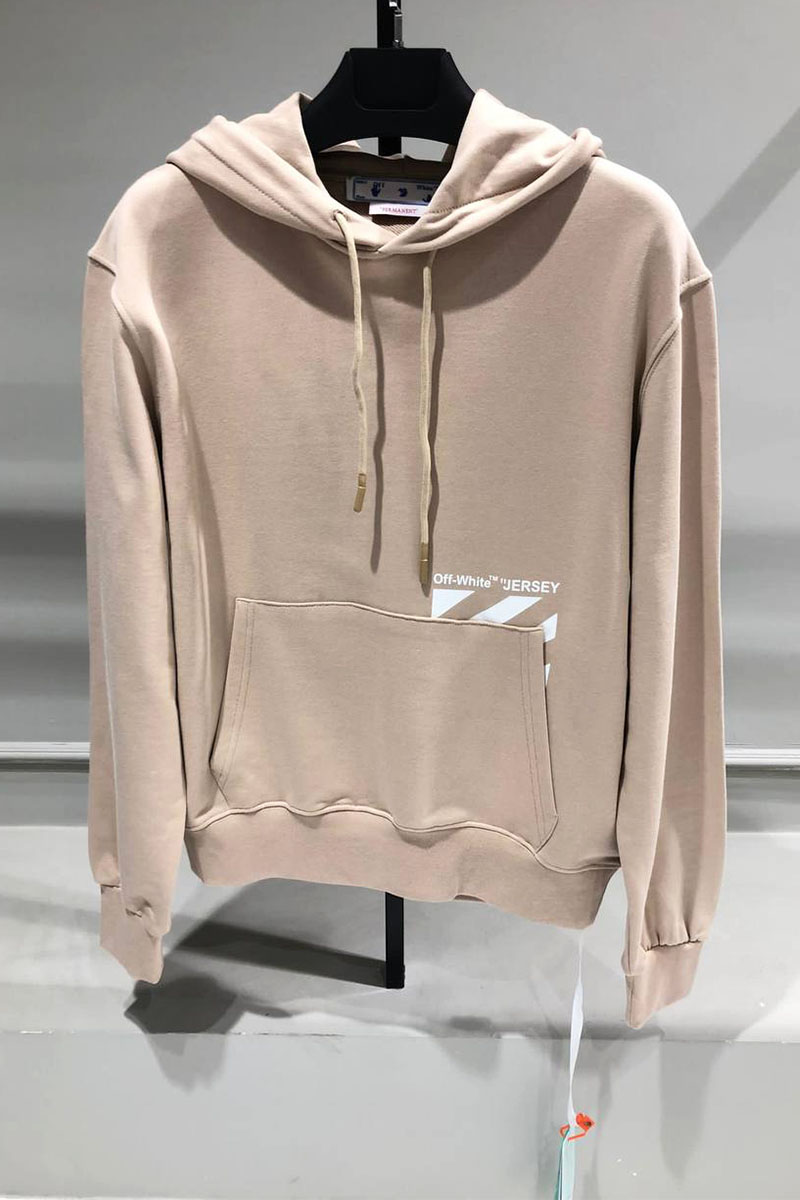 Off-White Бежевое худи logo-print drawstring