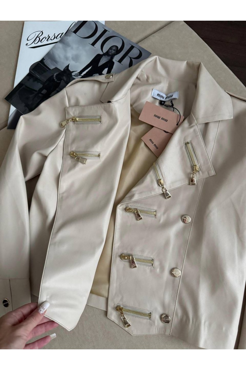 MIU MIU Женская кожаная куртка premium - Beige