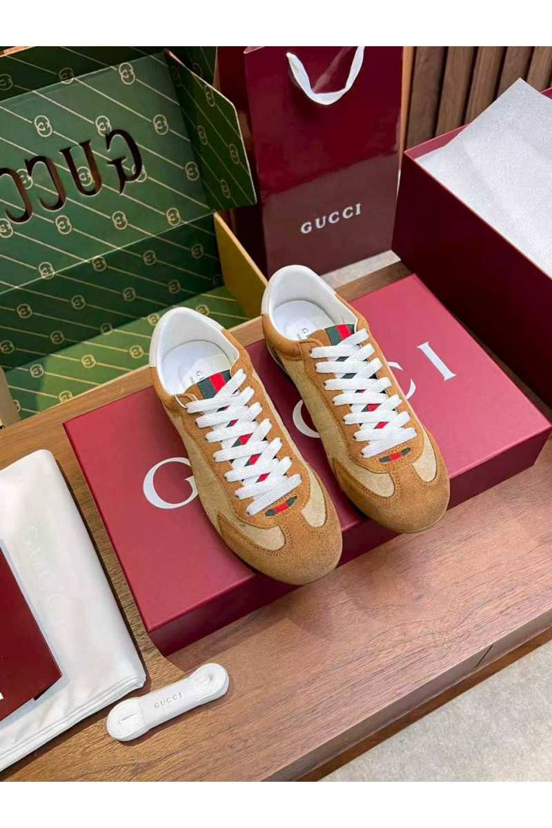 Gucci Женские кожаные кроссовки GG Shift premium
