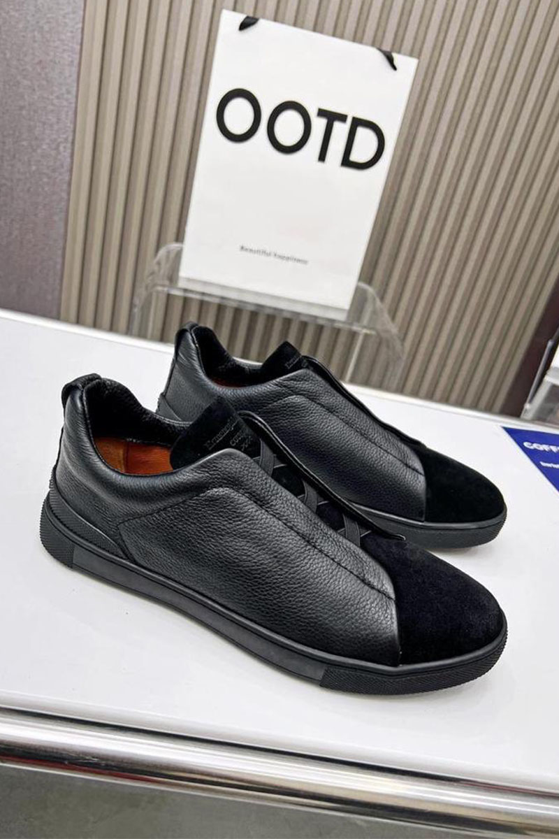 Zegna Чёрные комбинированные кроссовки