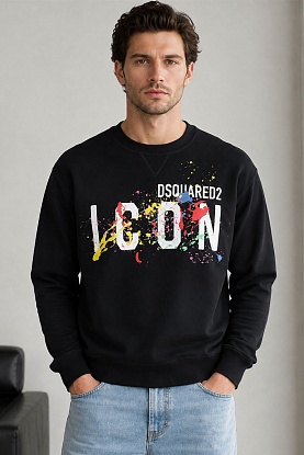 Мужской чёрный свитшот "ICON" logo-print