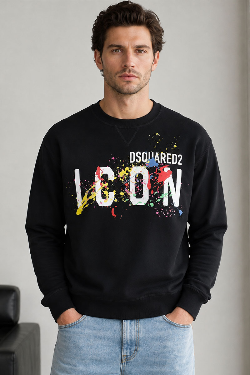 Dsquared2 Мужской чёрный свитшот "ICON" logo-print