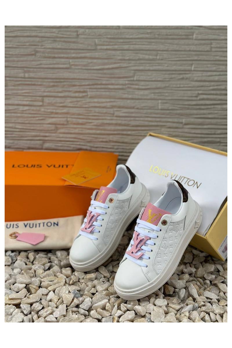 Lоuis Vuittоn Женские кожаные кроссовки Time Out - White / Pink