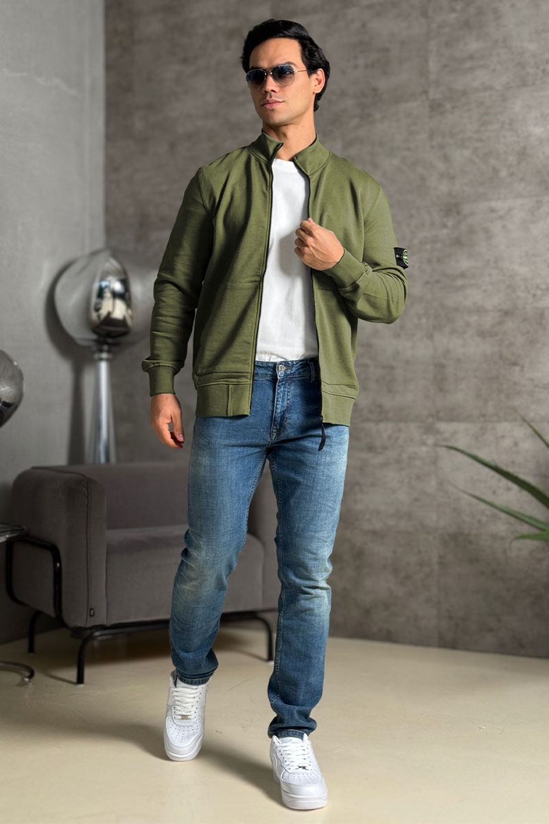 Stone Island Кофта зелёного цвета Zip-Up Compass-patch