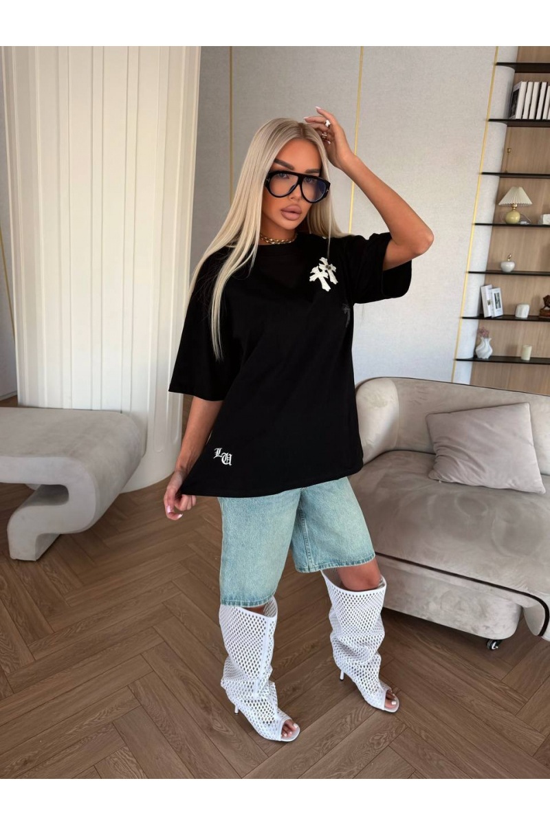 Chrome Hearts Женская оверсайз футболка чёрного цвета premium
