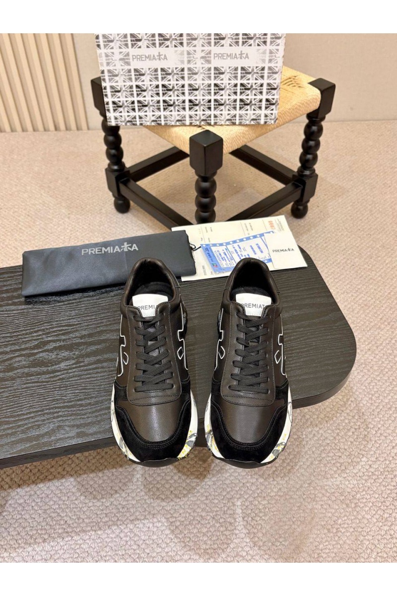 Premiata Чёрные кожаные кроссовки Mick