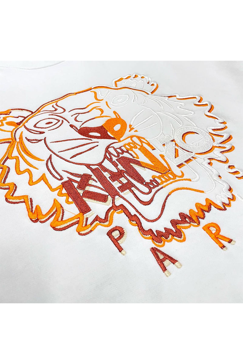 Kenzo Мужской белый свитшот Tiger Head embroidered 