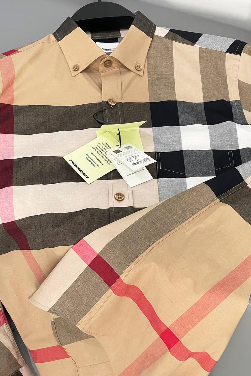 Burberry Мужская бежевая рубашка Check 