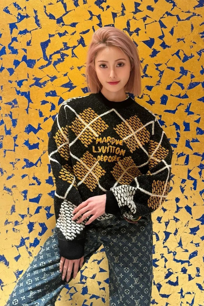 Lоuis Vuittоn Чёрный свитер Premium Damier Argyle jacquard