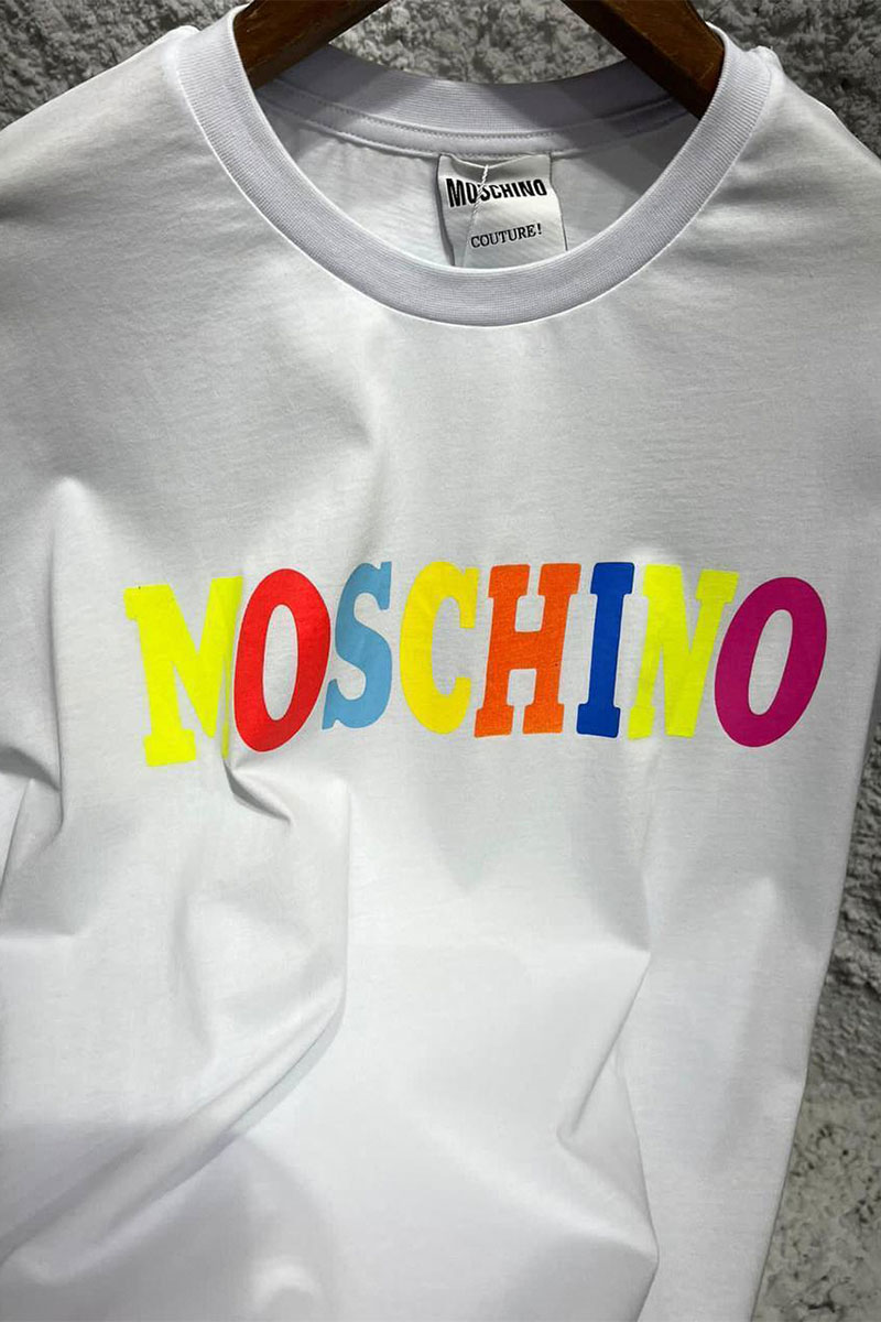 Moschino Белая оверсайз футболка colourblocked logo
