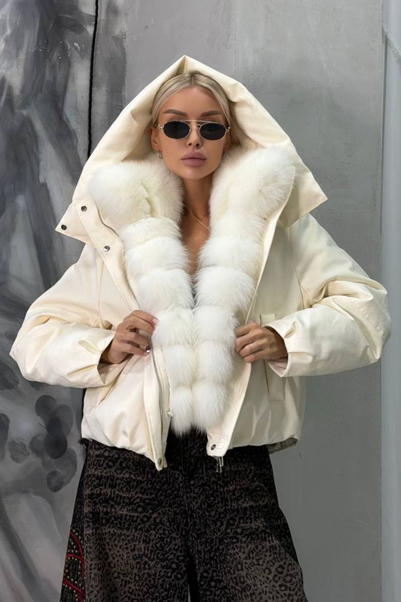 Max Mara Женский бомбер с натуральным мехом premium