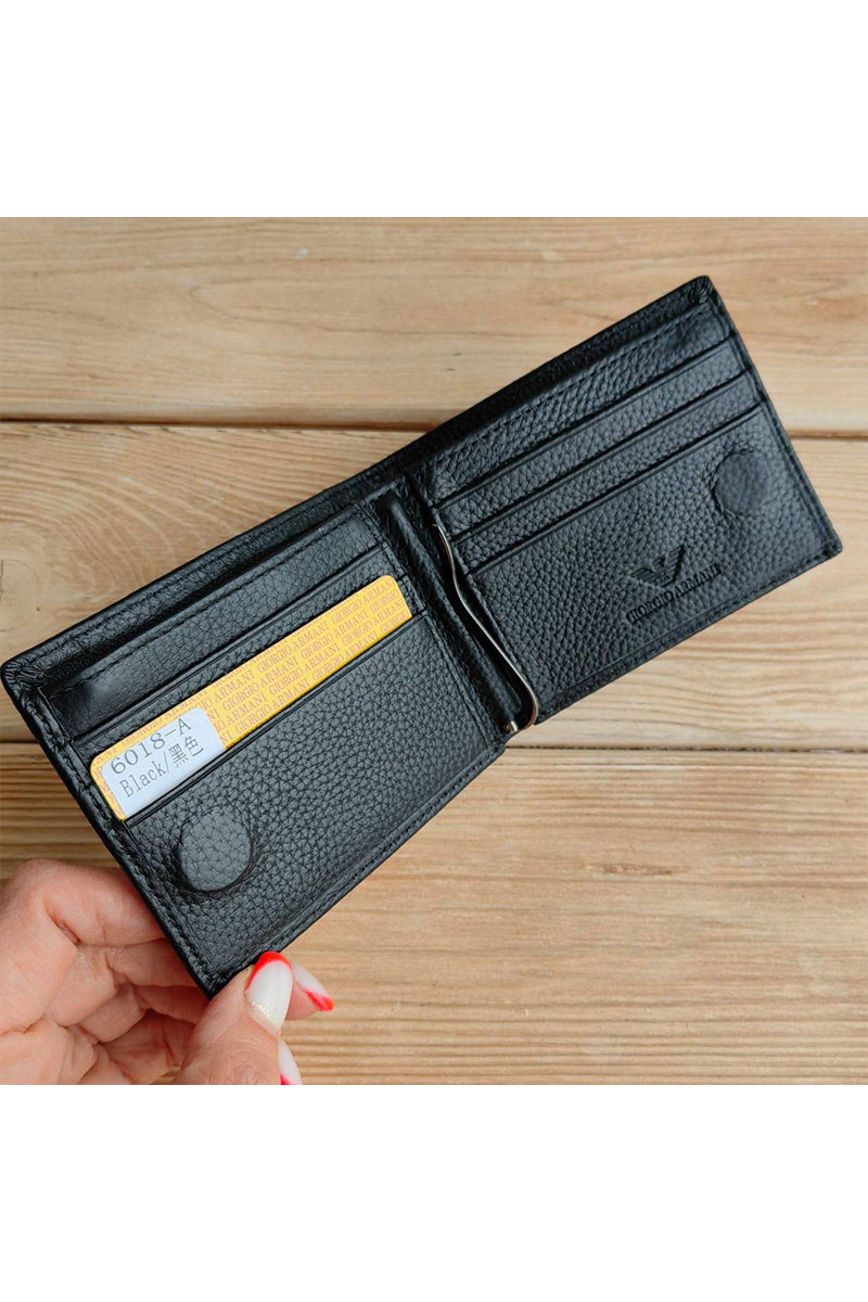 Emporio Armani EA7 Чёрный кожаный кошелёк 