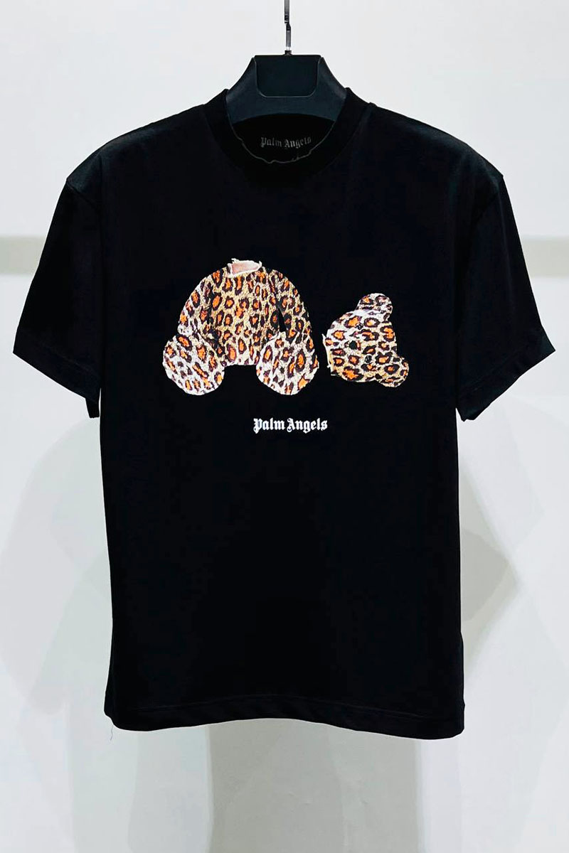 Palm Angels Чёрная оверсайз футболка  Leopard Bear