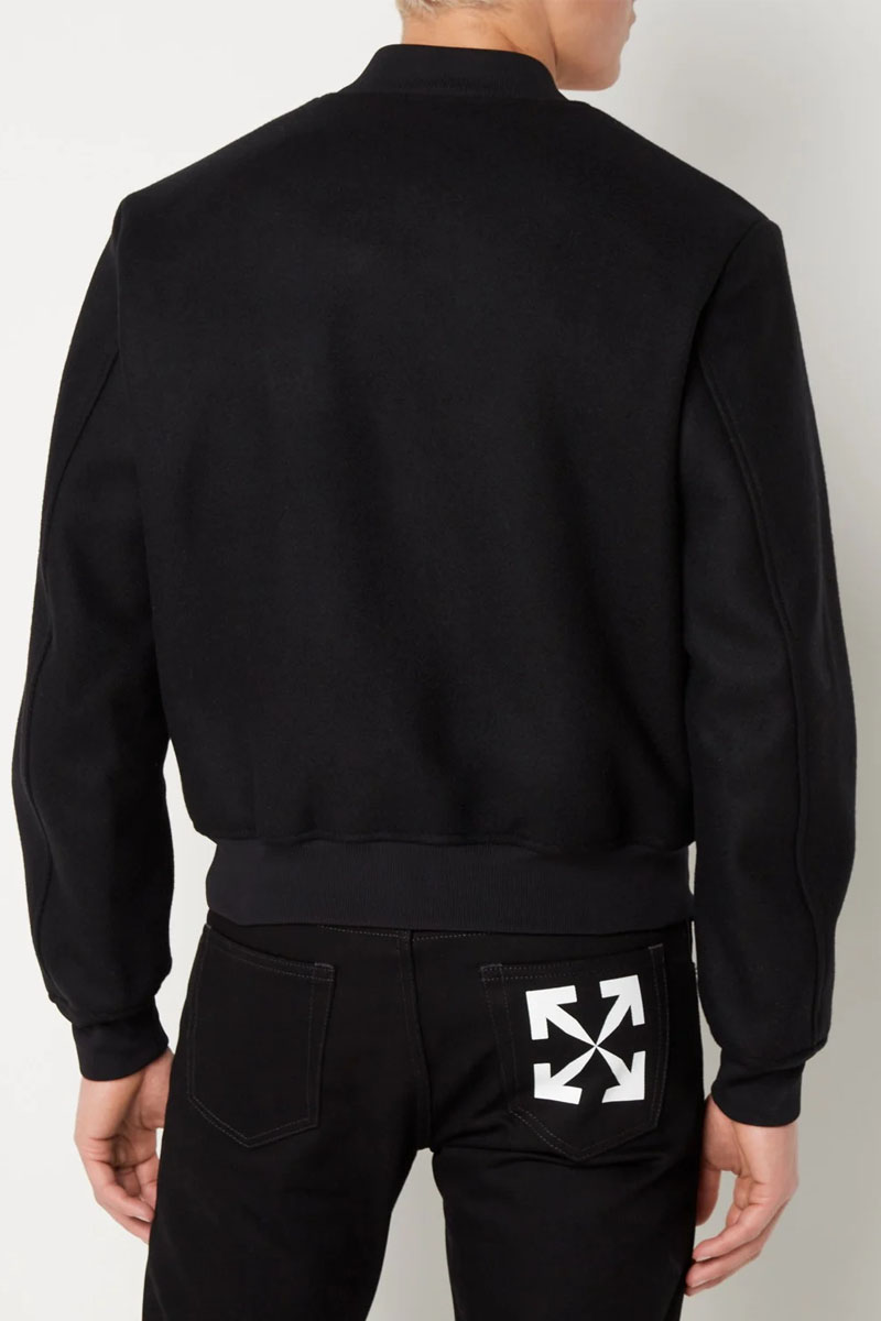 Off-White Мужской чёрный бомбер Varsity OW Patch