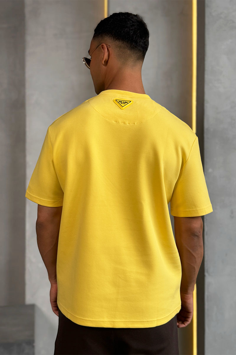 Prada Жёлтая оверсайз футболка Milano logo