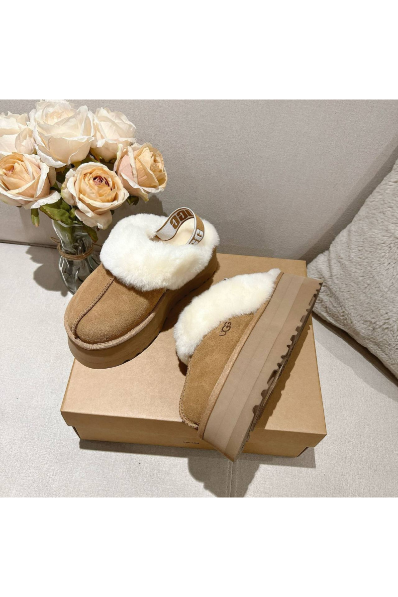 UGG Замшевые женские слиперы с мехом Funkette Platform