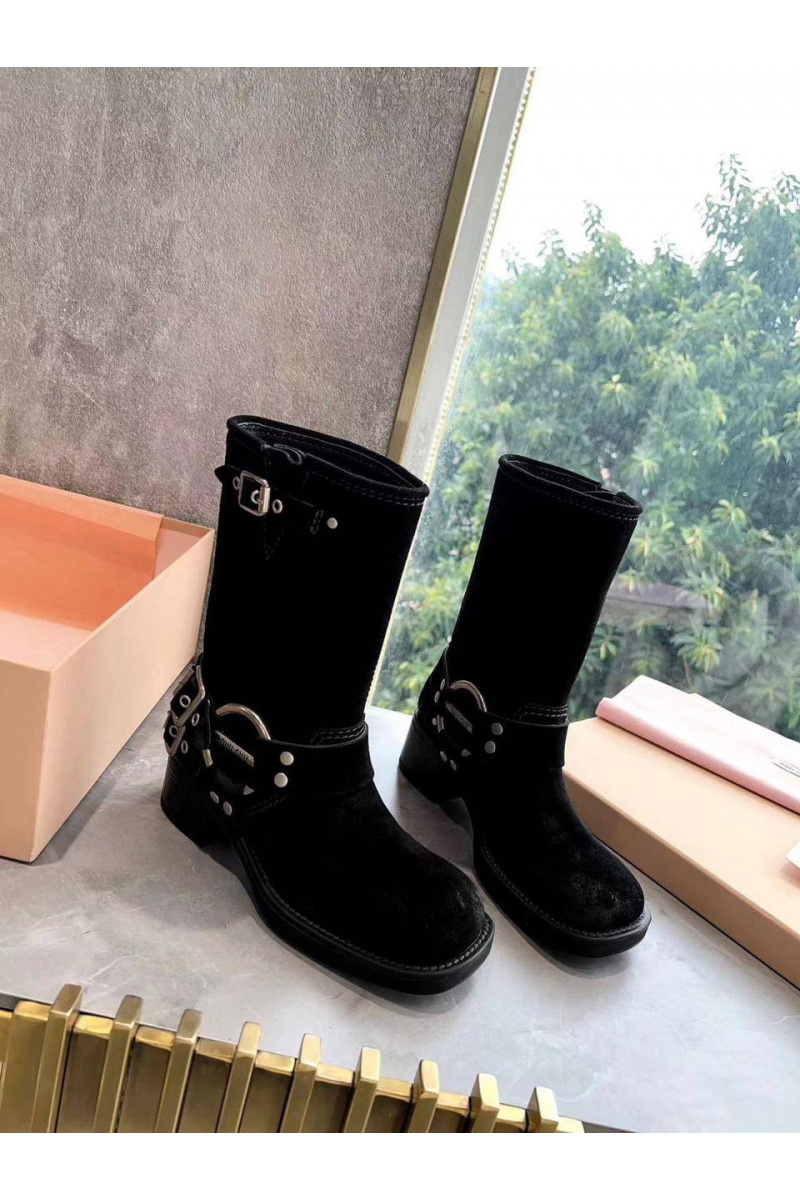 MIU MIU Женские замшевые сапоги Ankle Premium