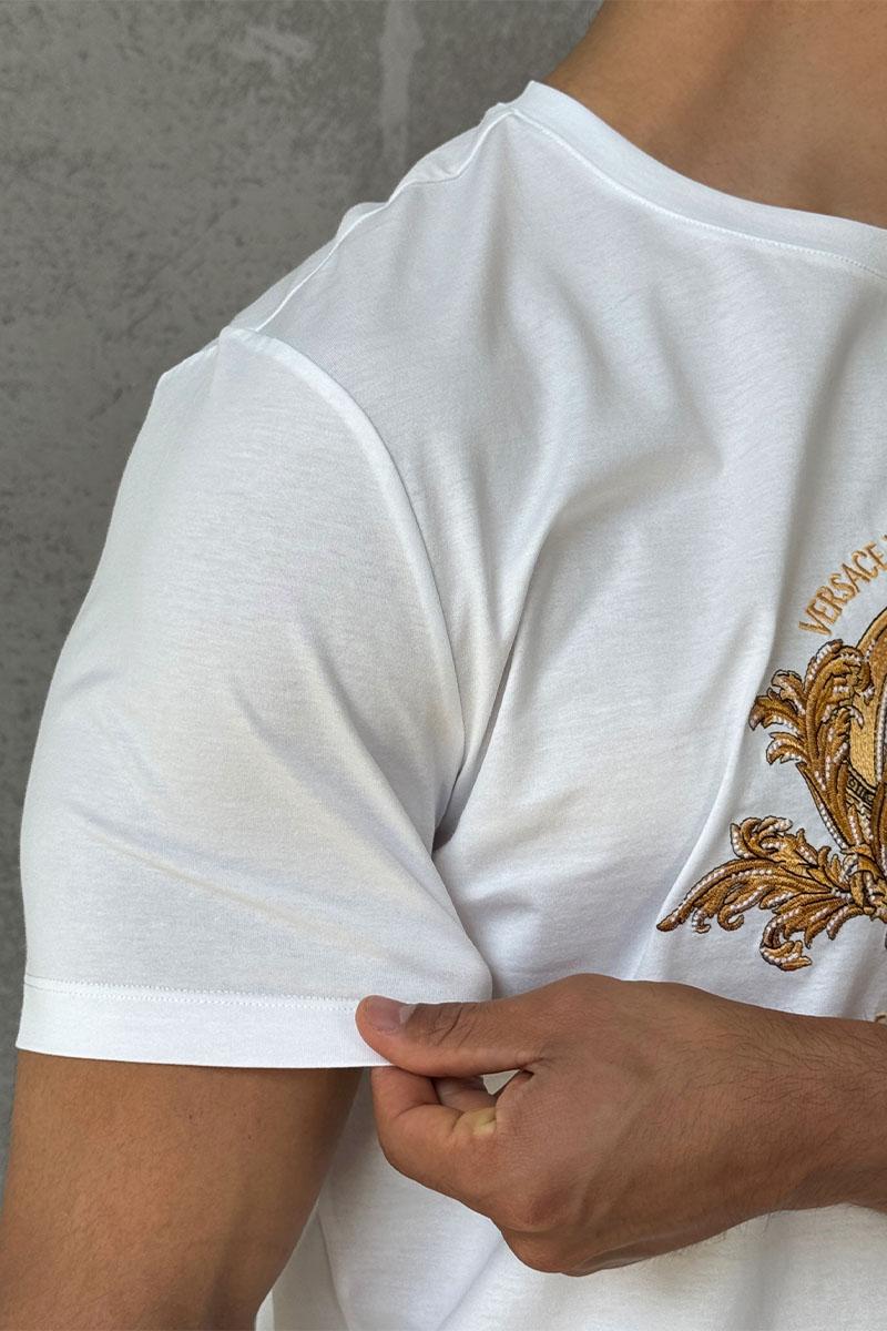 Versace Белая футболка Coupe Blason embroidered