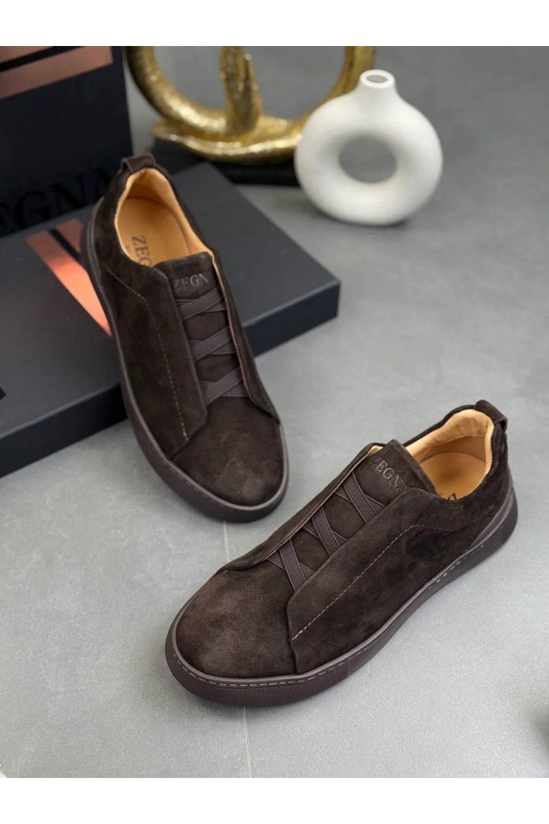 Zegna Замшевые кроссовки Triple Stitch