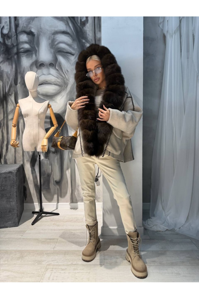 Max Mara Женское пальто с натуральным мехом premium