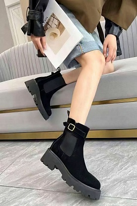 Женские замшевые сапоги premium - Black