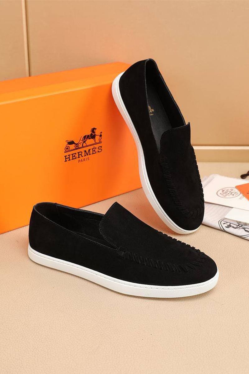 Hermes Мужские замшевые лоферы Julian - Black