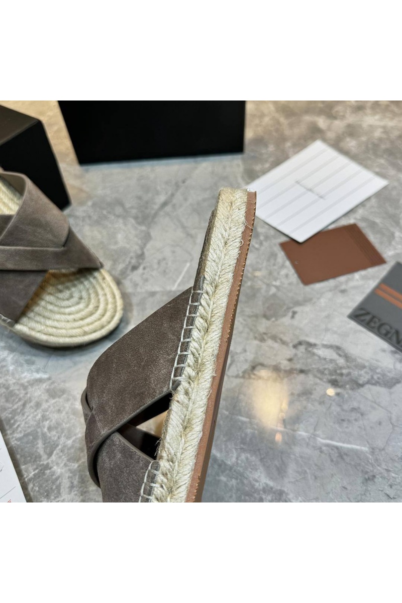 Zegna Мужские шлёпанцы suede - Light Brown