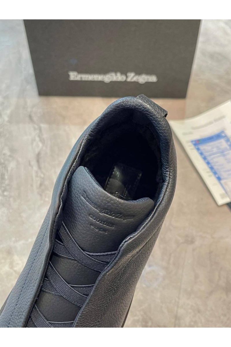 Zegna Кроссовки с мехом Triple Stitch - Grey