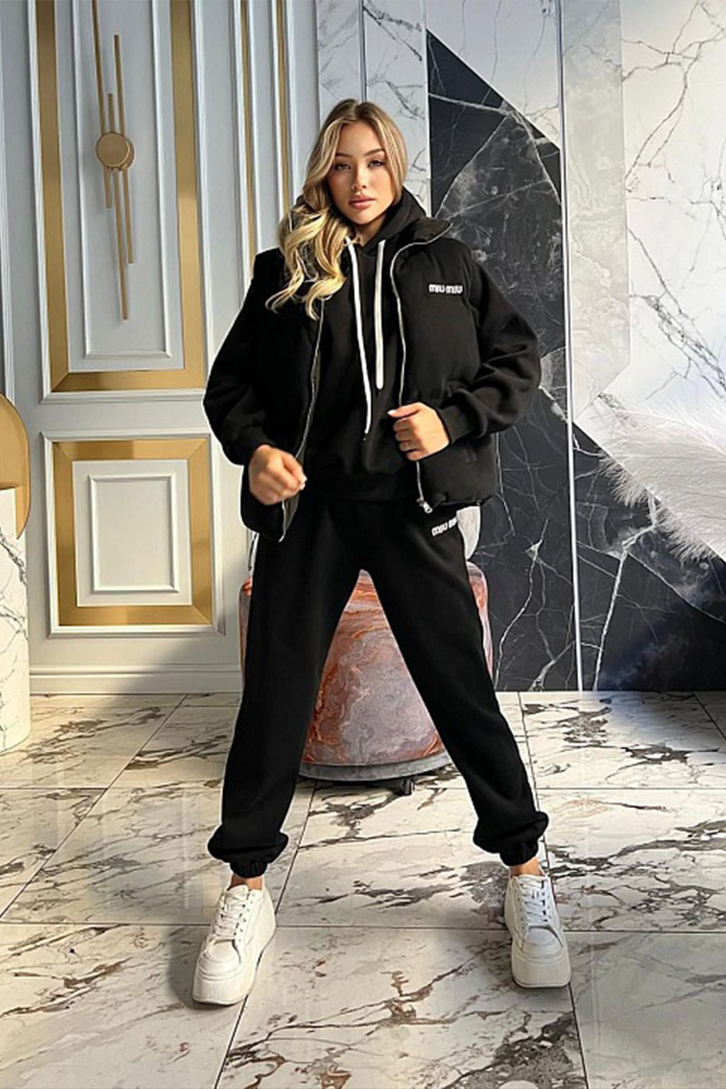 MIU MIU Женский чёрный костюм тройка 