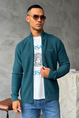 Зелёная кофта на молнии logo-embroidered