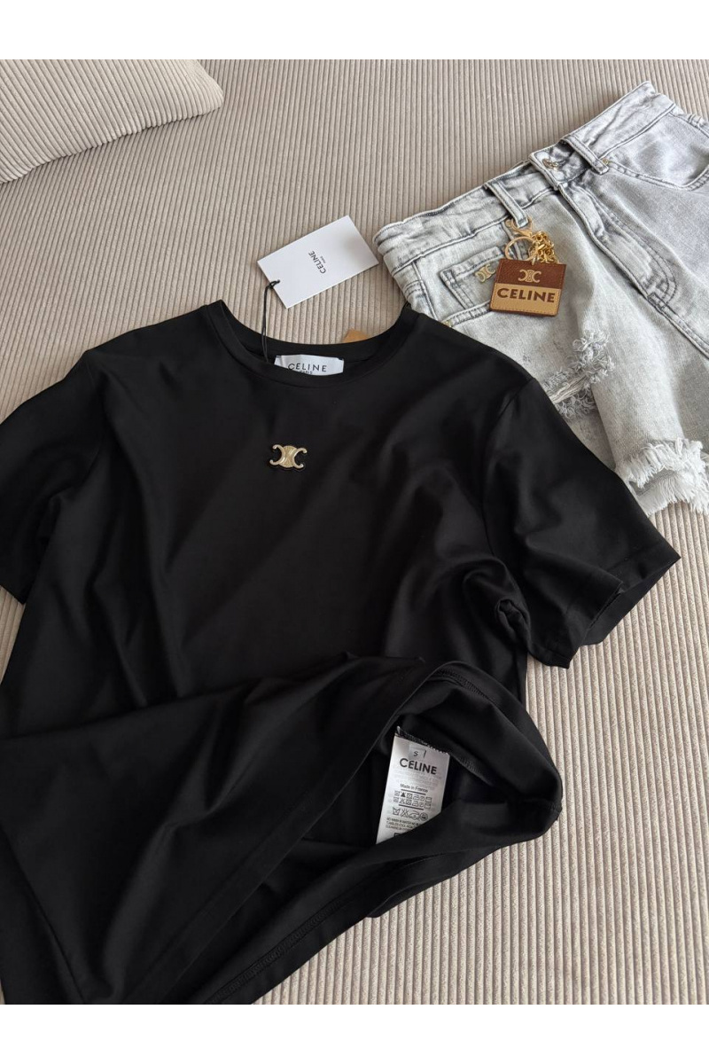 Celine Женская чёрная футболка premium
