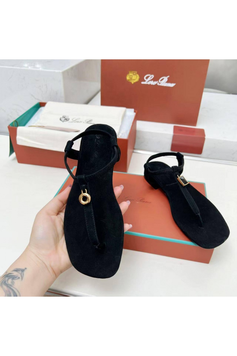 Loro Piana Женские замшевые сандалии Premium - Black
