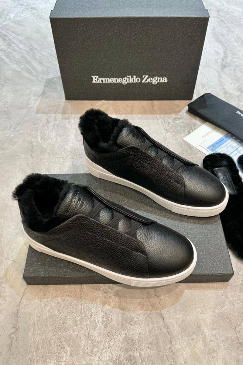 Zegna Кроссовки с мехом Triple Stitch