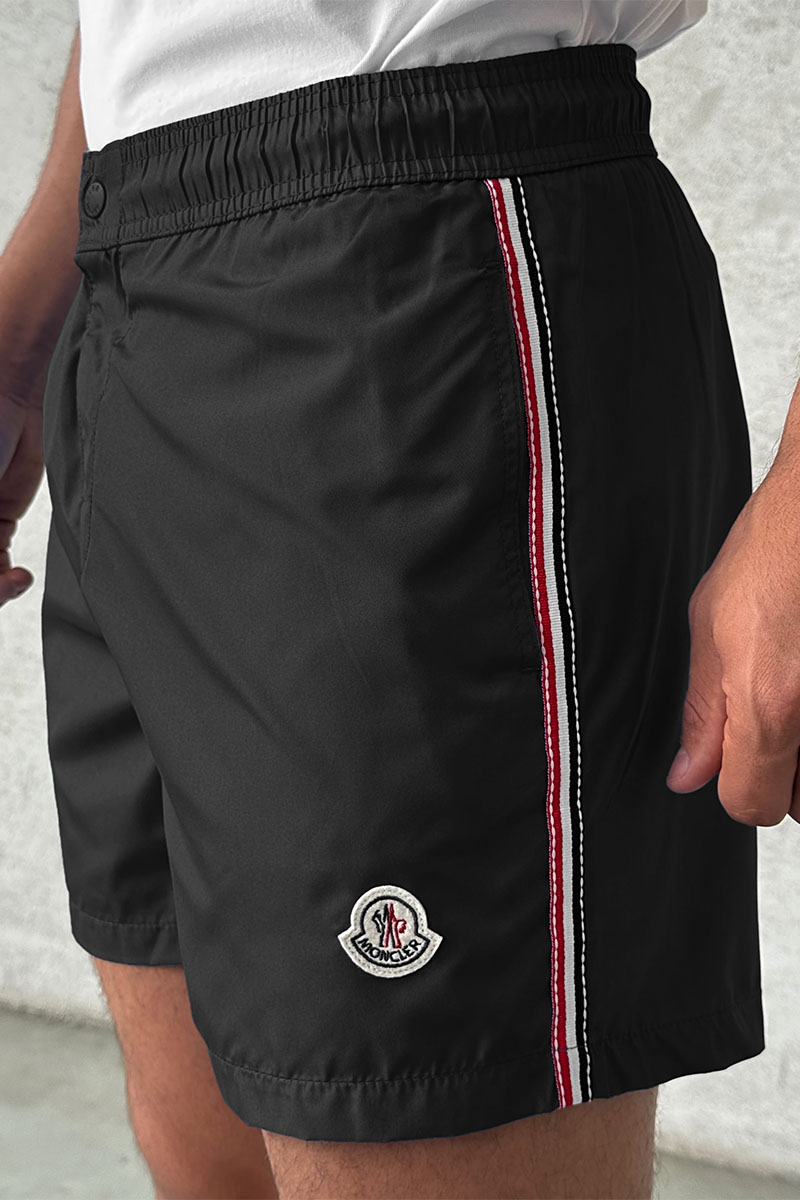Moncler Мужские чёрные шорты logo-patch